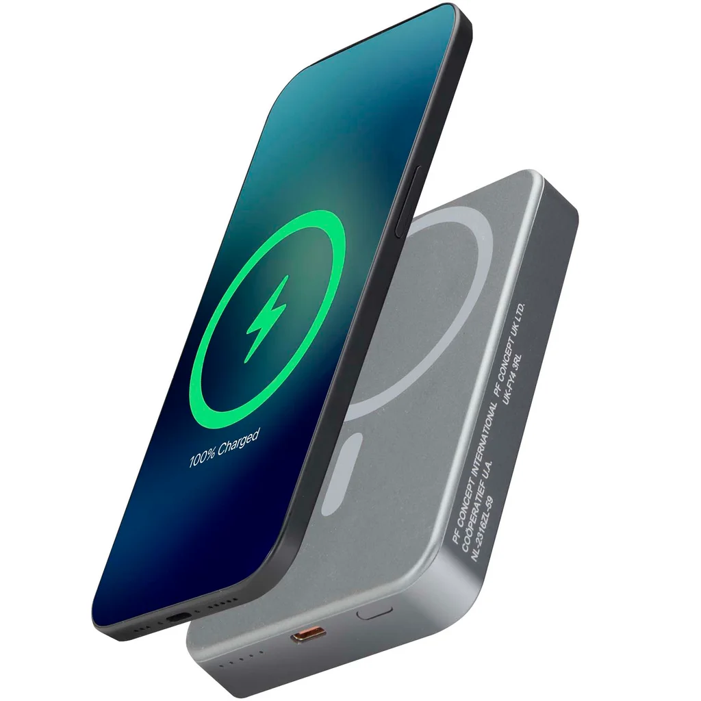 Hovedproduktbilde for Pistolmetall Avis 10.000 mAh RCS Resirkulert Aluminium Magnetisk Powerbank