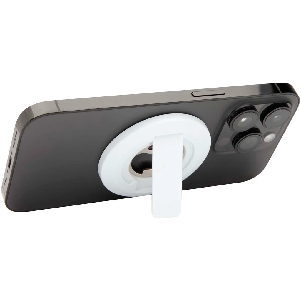 Hovedproduktbilde for Hvit Ain Resirkulert Plast Magnetisk Telefonholder med Flaskeåpner