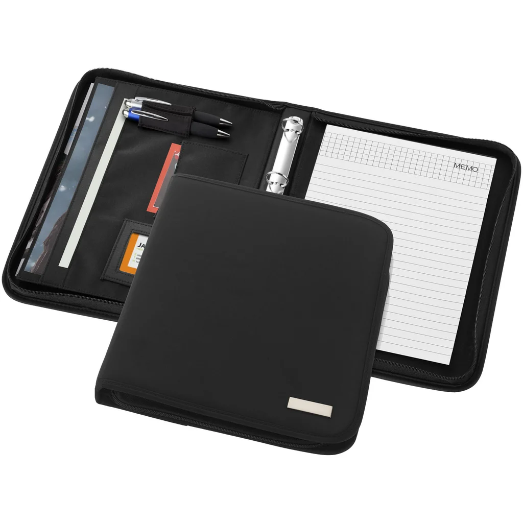 Hovedproduktbilde for Solid svart Stanford A4 Deluxe Dokumentmappe med Glidelås