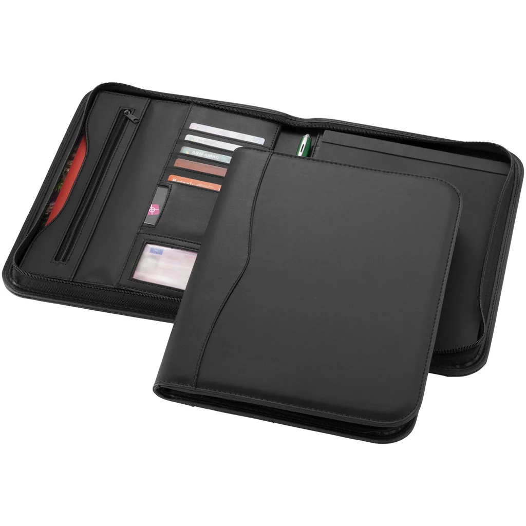 Hovedproduktbilde for Solid svart Ebony A4 Dokumentmappe med Glidelås
