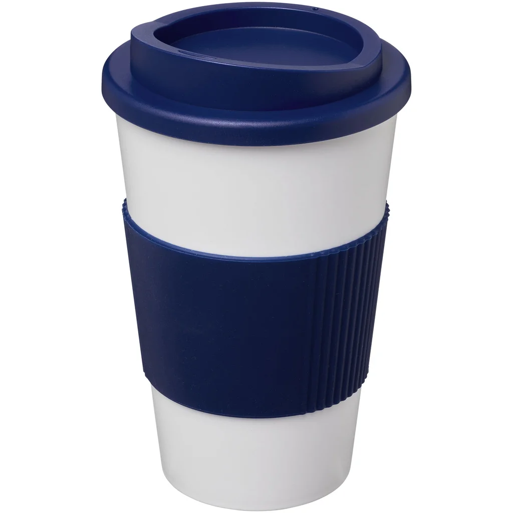Hovedproduktbilde for Blå/Hvit Americano® 350 ml Termokopp med Silikongrep