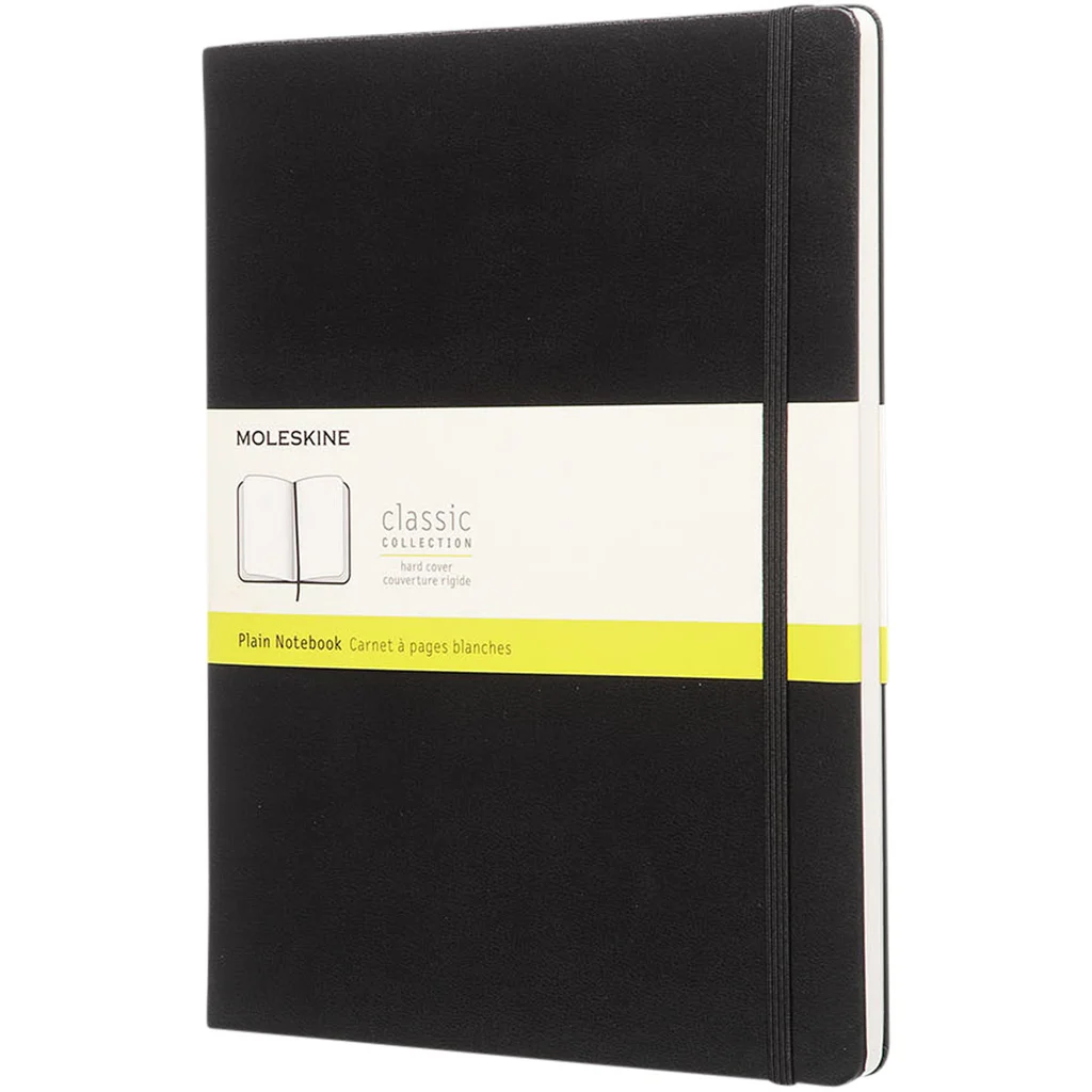 Hovedproduktbilde for Solid svart Moleskine Classic XL Ulinjert Notatbok med Stivt Omslag