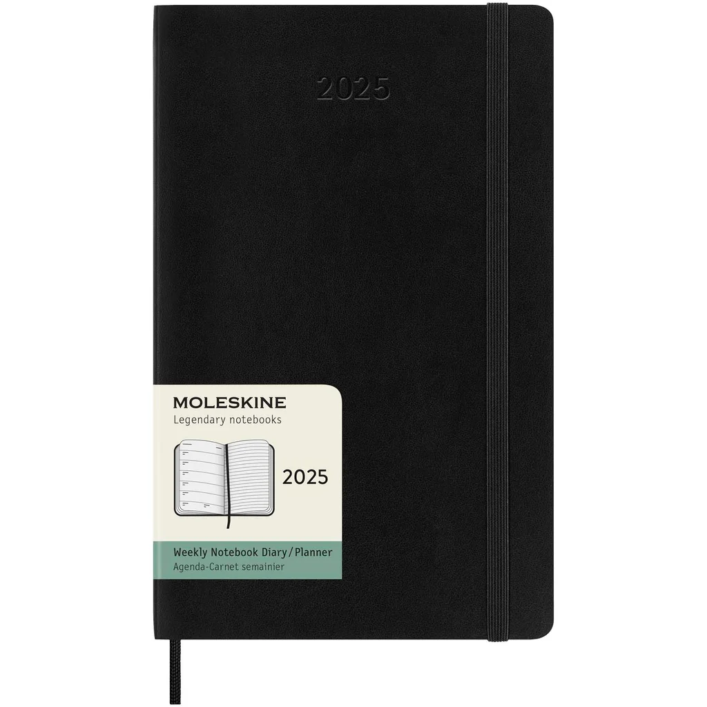 Hovedproduktbilde for Solid svart Moleskine 12M Kalender L med Ukesoversikt med Mykt Omslag