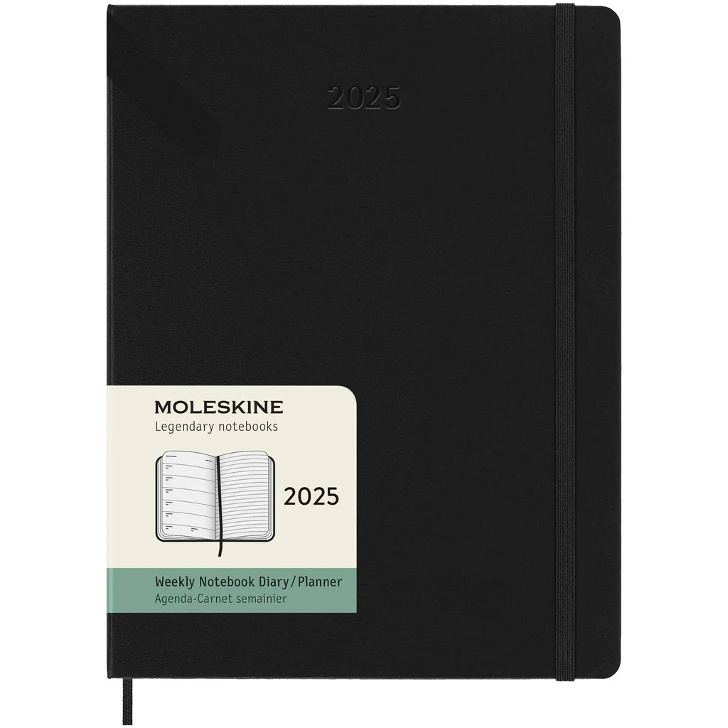 Hovedproduktbilde for Solid svart Moleskine 12M Kalender XL med Ukesformat med Hardt Omslag