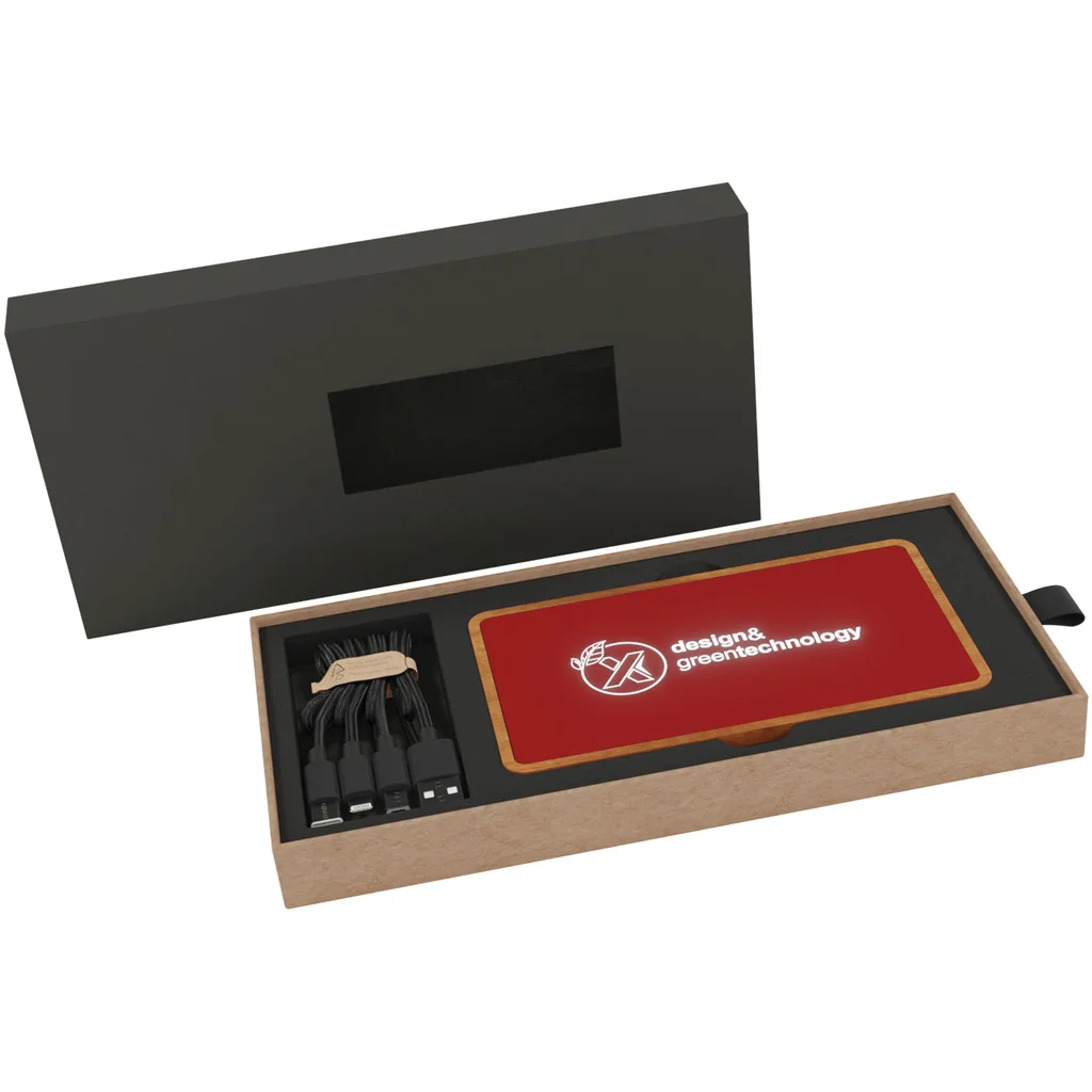 Hovedproduktbilde for Mellomrød/Tre SCX.design P36 5000 mAh Lysende Logo Trådløs Powerbank