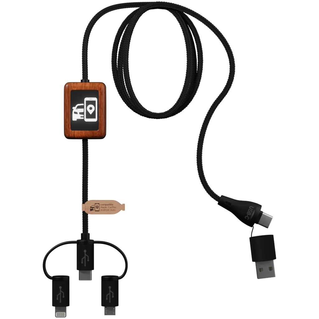 Hovedproduktbilde for Solid svart SCX.design C46 5-i-1 CarPlay Ladekabel