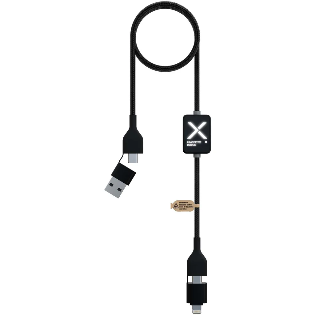 Hovedproduktbilde for Solid svart SCX.design C32 60W Lysende Logo Ladekabel med Av/På-knapp