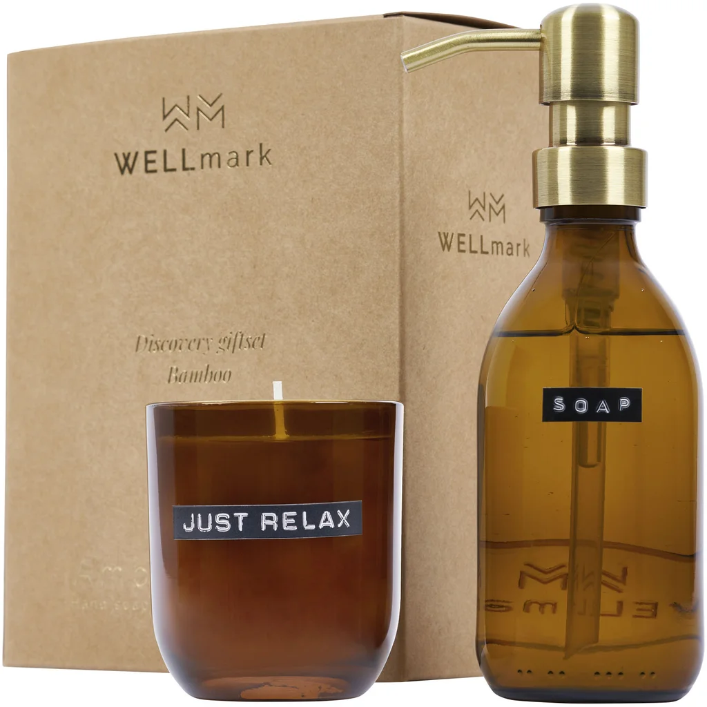 Hovedproduktbilde for Melert rav WELLmark Discovery 200 ml  Bambusduft Sett med Håndsåpe og 150 g Duftlys