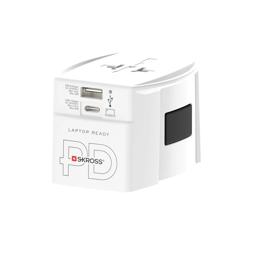 Hovedproduktbilde for Hvit MUV AC65PD Verdensadapter med USB-C Kabel