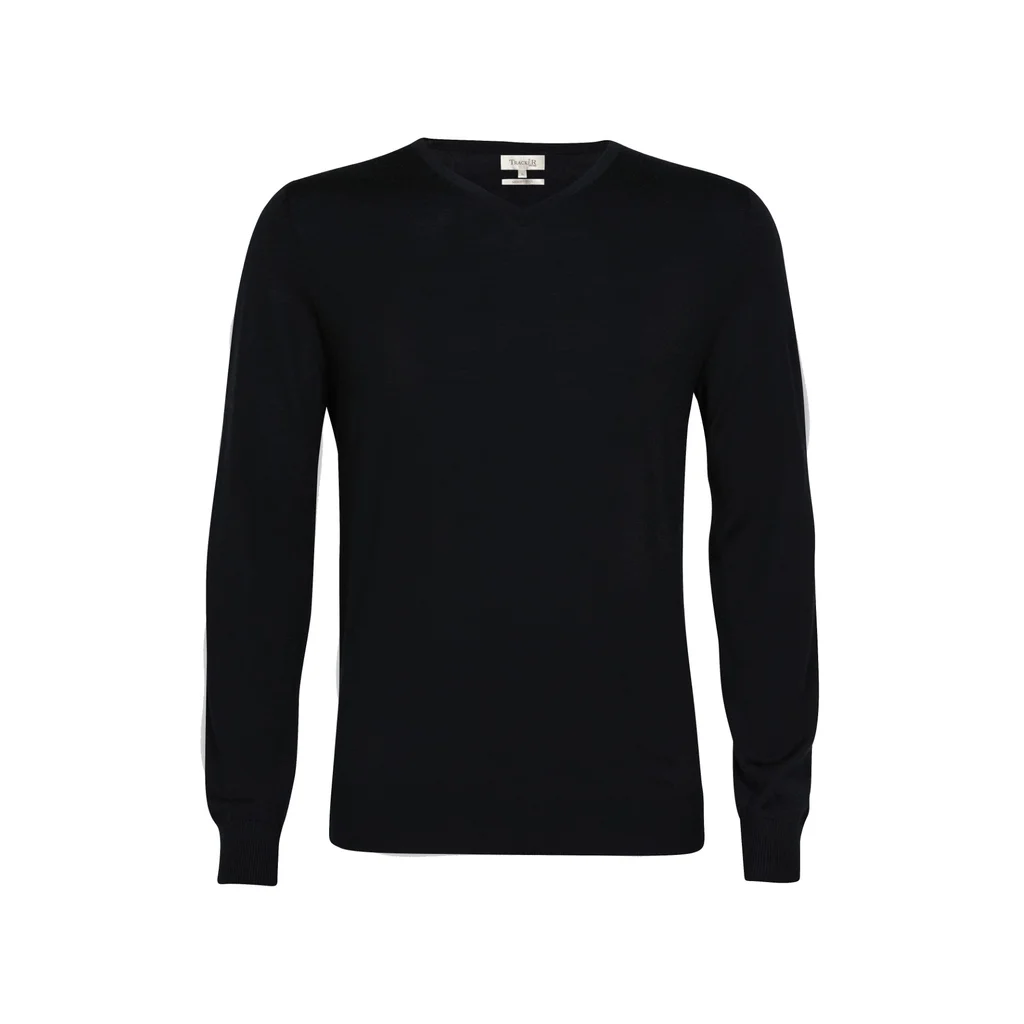 Hovedproduktbilde for Sort Tracker Merino Wool V-Neck Strikkegenser