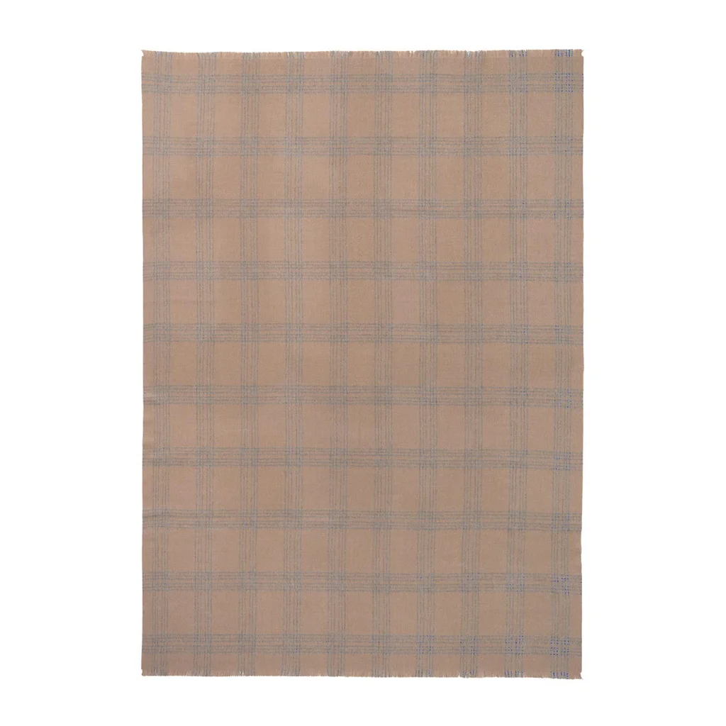 Hovedproduktbilde for Camel/light grey Elvang Check Baby Alpakkaull Pledd