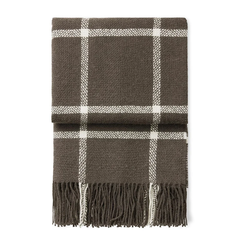Hovedproduktbilde for Brown Elvang Tartan Alpakkaull Pledd