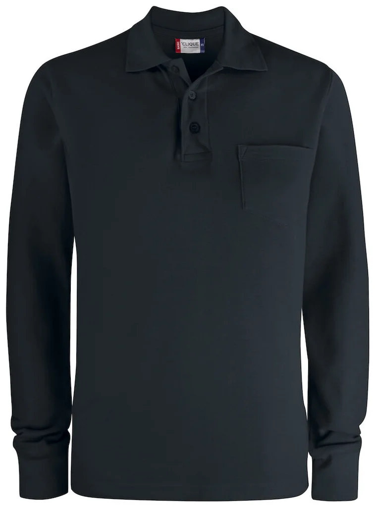Hovedproduktbilde for Black Clique Basic Langermet Poloskjorte med Lomme