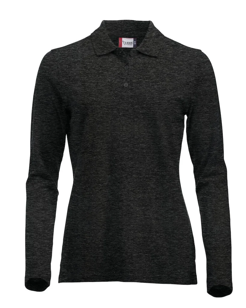 Hovedproduktbilde for Anthracite Melange Clique Classic Marion Langermet Poloskjorte Dame