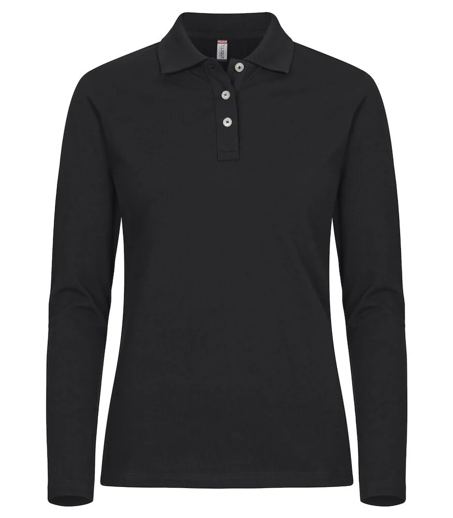 Hovedproduktbilde for Black Clique Stretch Premium Langermet Poloskjorte Dame