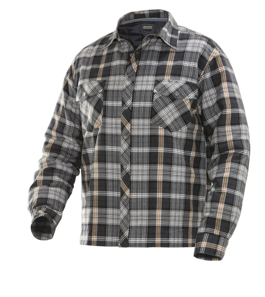 Hovedproduktbilde for Dark Grey/Orange Jobman 5157 Flanell Föret Arbeidsskjorte