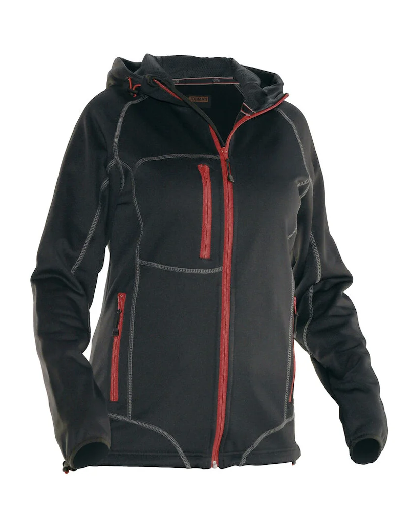 Hovedproduktbilde for Black/Red Jobman 5177 Hettejakke Dame