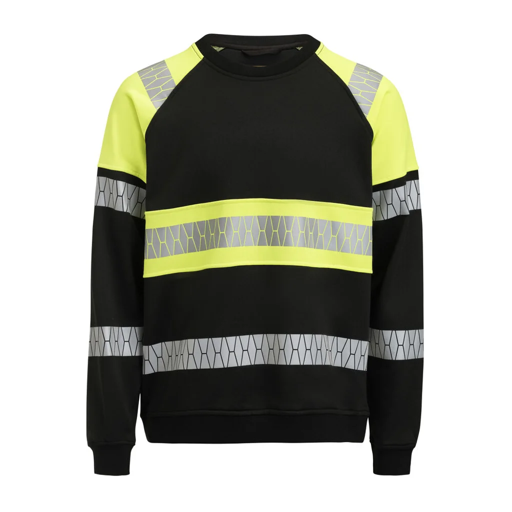 Hovedproduktbilde for Black/HV Yellow Jobman Hi-Vis Collegegenser med Refleks