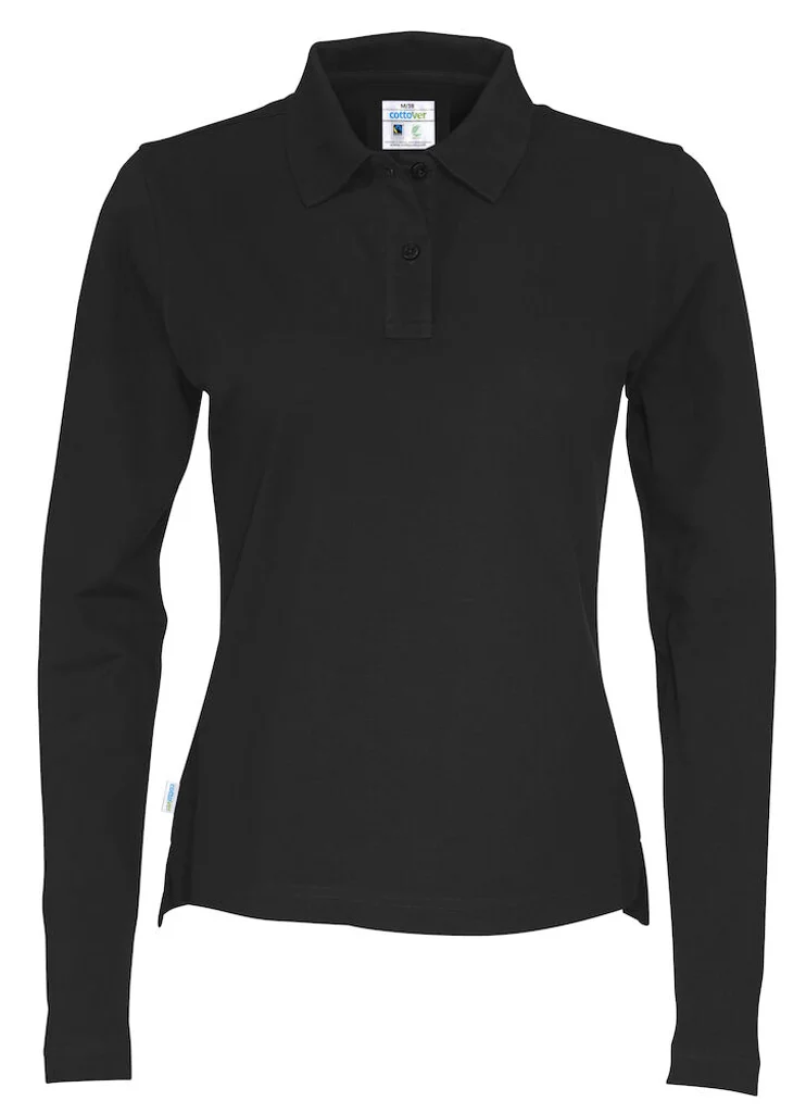 Hovedproduktbilde for Black Cottover Langermet Poloskjorte Dame