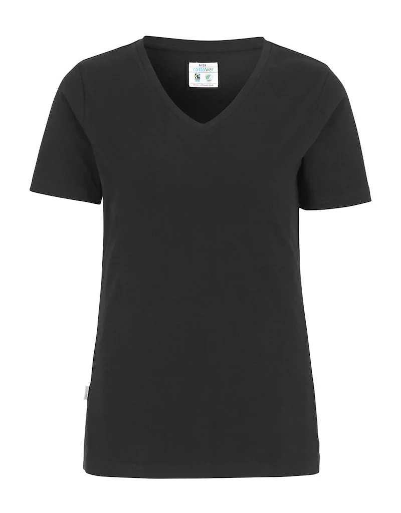 Hovedproduktbilde for Black Cottover Stretch V-hals T-skjorte Dame