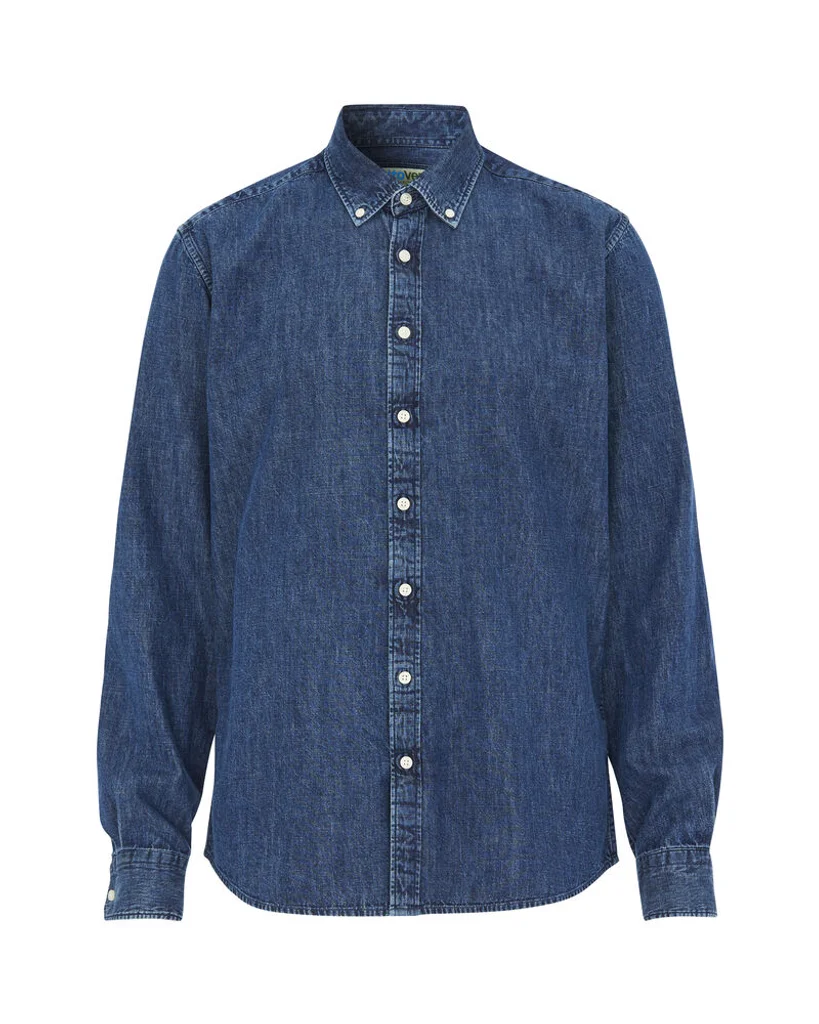 Hovedproduktbilde for Navy Cottover Denim Slim Fit Skjorte