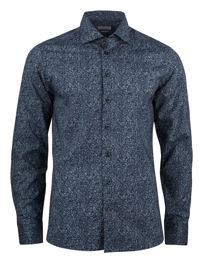 Hovedproduktbilde for Navy Floral J. Harvest & Frost Indigo Bow 37 Slim Fit Skjorte