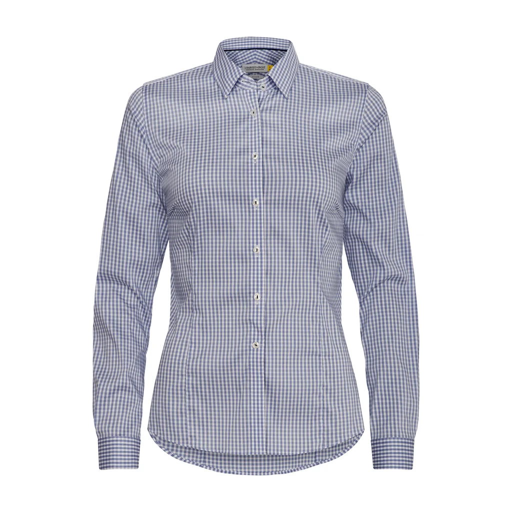 Hovedproduktbilde for Navy Check J. Harvest & Frost Yellow Bow 53 Skjorte Dame