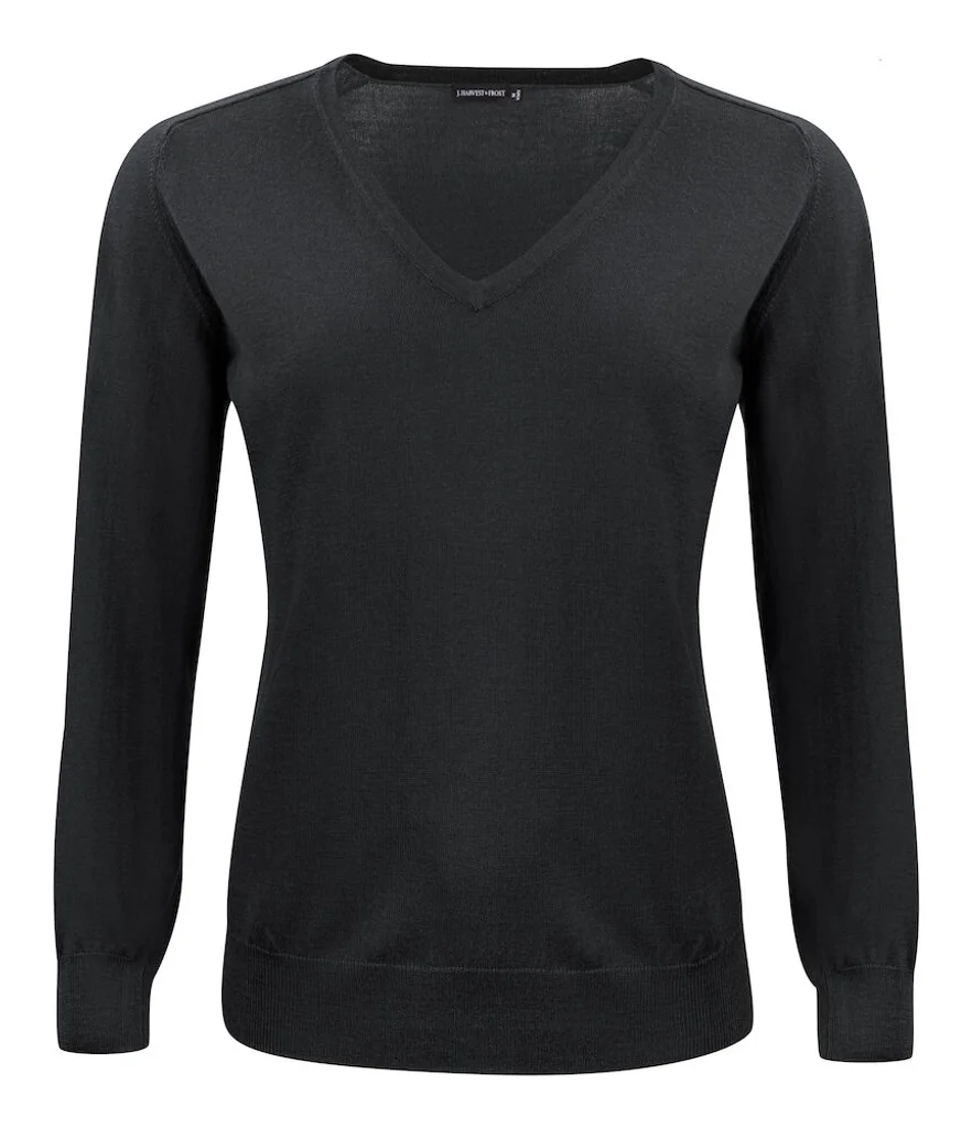 Hovedproduktbilde for Black J. Harvest & Frost Merino V-hals Strikkegenser Dame