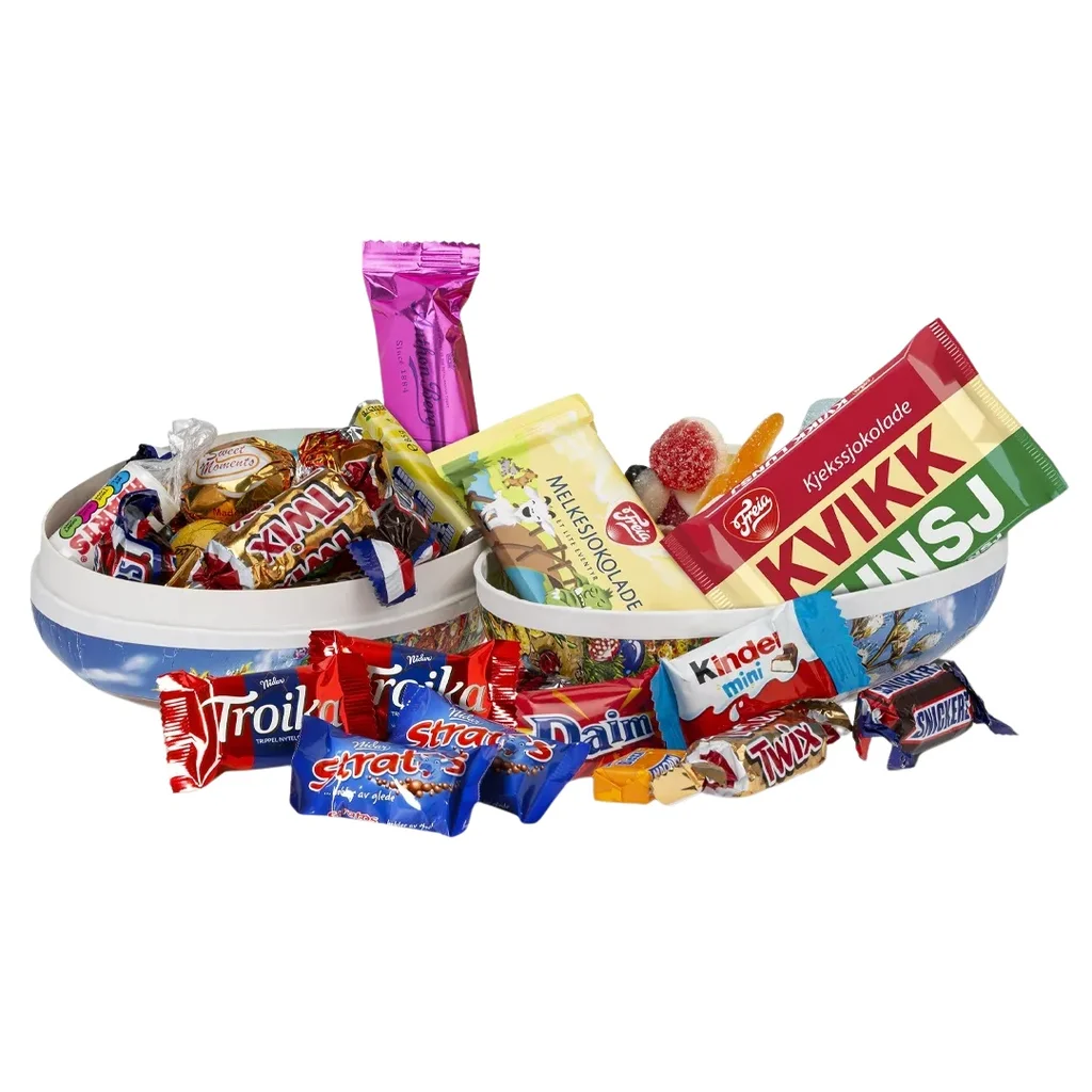 Hovedproduktbilde for 23-45-pp51065 Påskeegg 18 cm Smågodt og Sjokolade 550 G