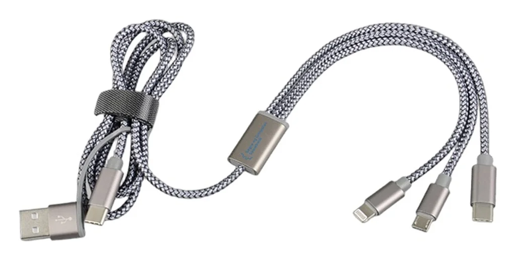 Hovedproduktbilde for 25-47-dra-2519 Luca Nylon og Aluminium 6-i-1  Ladekabel