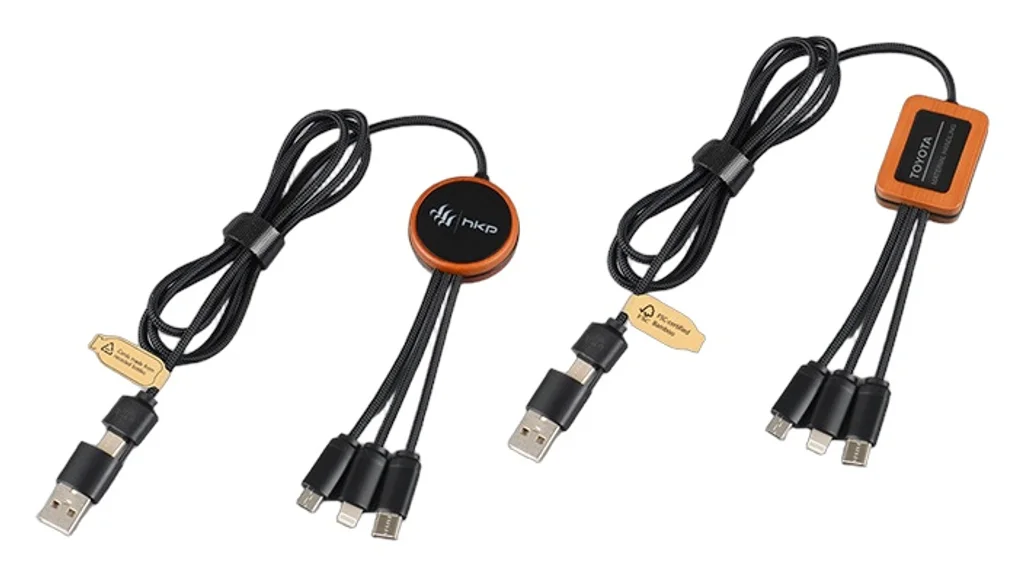 Hovedproduktbilde for 25-47-dra-2977 Base RPET og Bambus 6-i-1  Ladekabel