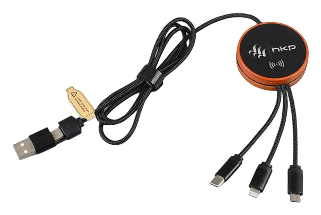 Hovedproduktbilde for 25-47-dra-2978 Scout RPET og Bambus 6-i-1 Ladekabel med Trådløs  Ladeplate