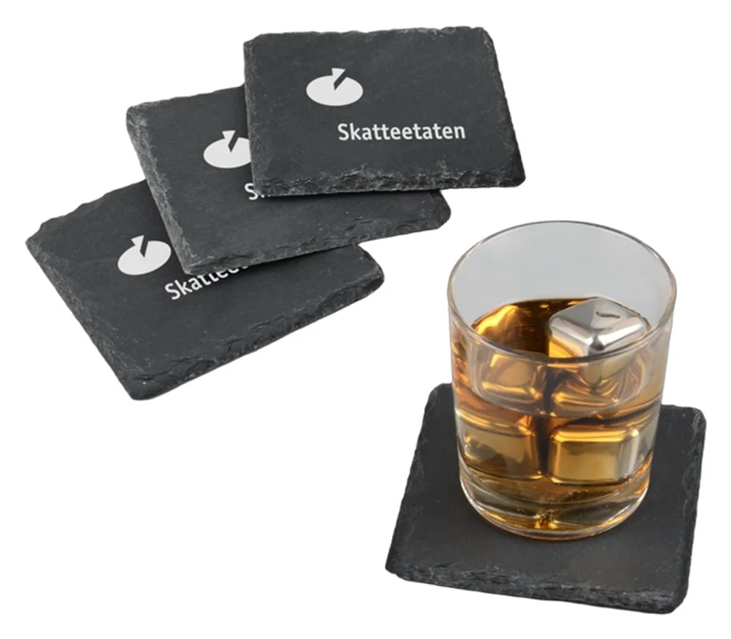 Hovedproduktbilde for 25-47-dra-3128 Buffalo Firkantet Skifer 4-pk Glassbrikkesett