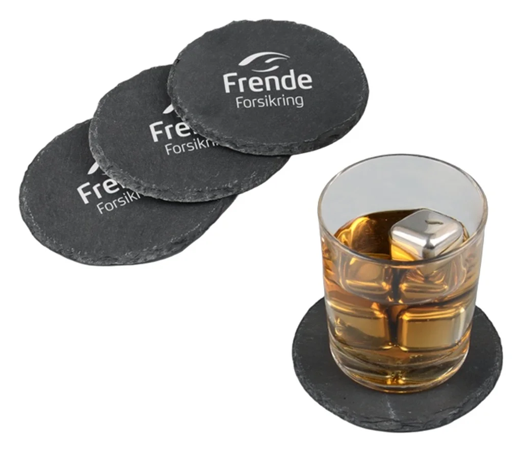 Hovedproduktbilde for 25-47-dra-3129 Brekstad Rund Skifer 4-pk Glassbrikkesett