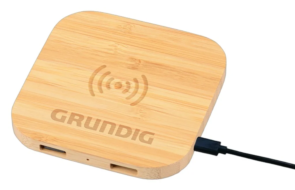 Hovedproduktbilde for 25-47-dra-3225 Hera Bambus 10W Trådløs Ladeplate med USB-porter
