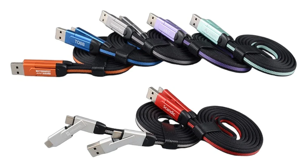 Hovedproduktbilde for 25-47-dra-3287 Kairo Nylon og Aluminium 6-i-1 Ladekabel