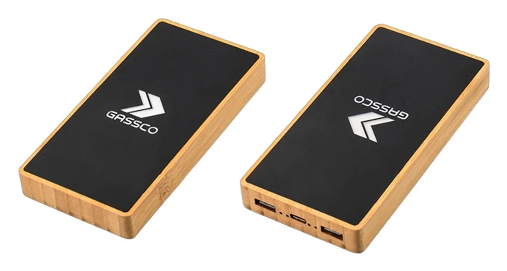 Hovedproduktbilde for 25-47-dra-3330 Pax 10.000 mAh Bambus Powerbank med Opplyst Logo