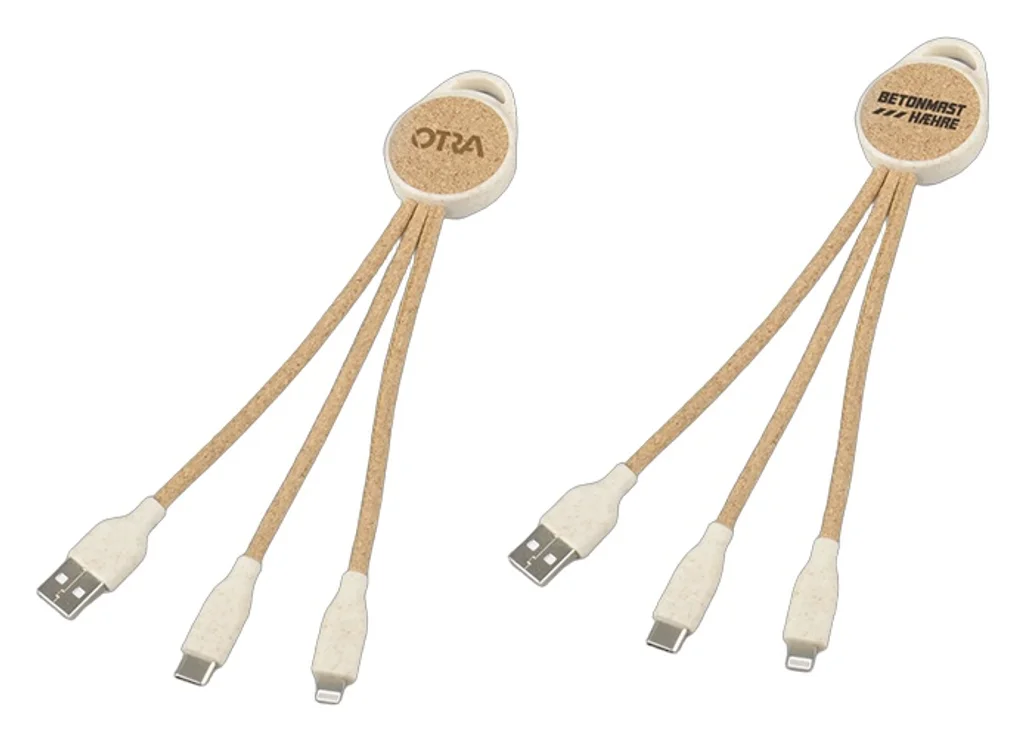 Hovedproduktbilde for 25-47-dra-3730 Hvetehalm og Kork 3-i-1 Ladekabel