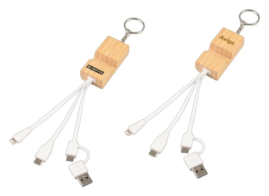 Hovedproduktbilde for 25-47-dra-3791 Bambus 6-i-1 Laderkabel med Telefonstativ