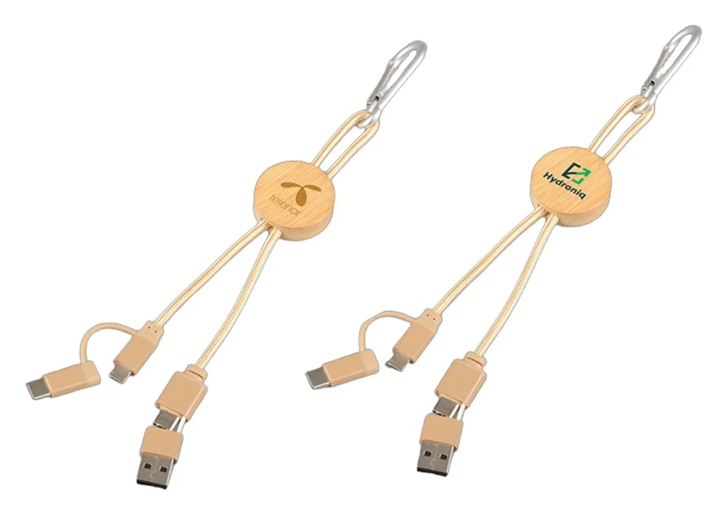 Hovedproduktbilde for 25-47-dra-3792 Leo Bambus 6-i-1 Laderkabel med Karabinkrok