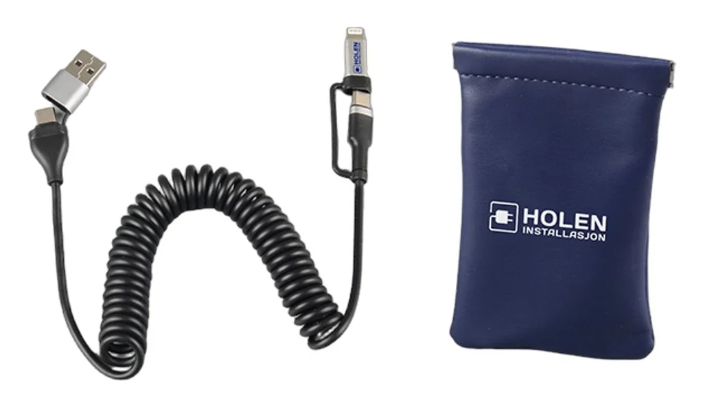Hovedproduktbilde for 25-47-dra-4065 Isla 4-i-1 Spiral Ladekabel med PU-veske