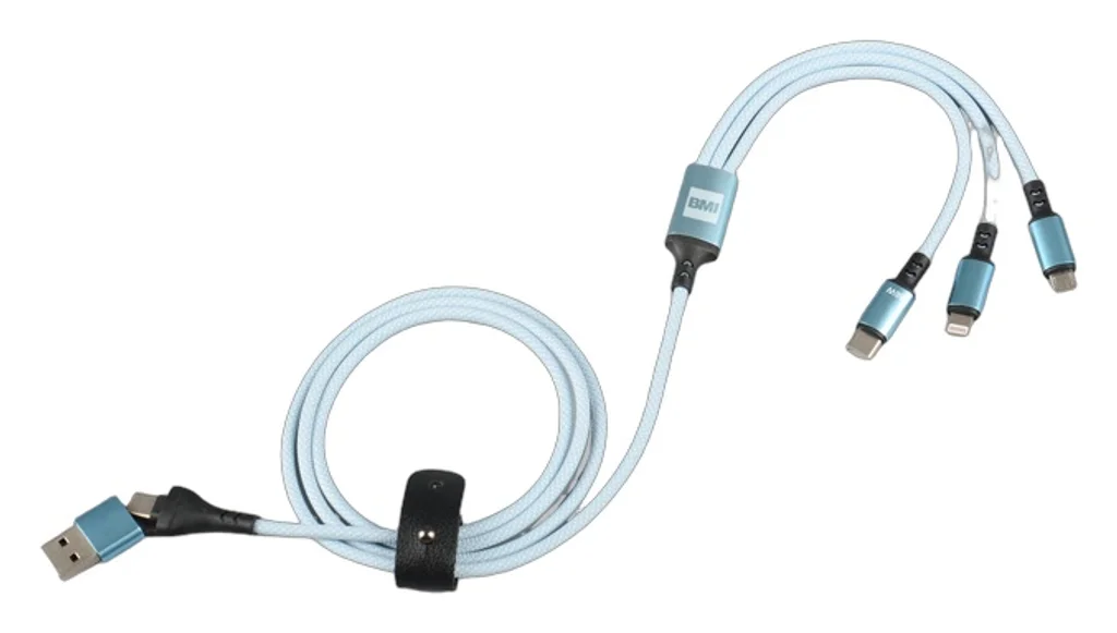 Hovedproduktbilde for 25-47-dra-4255 Lisbon Nylon og Resirkulert Aluminium 6-i-1  Ladekabel