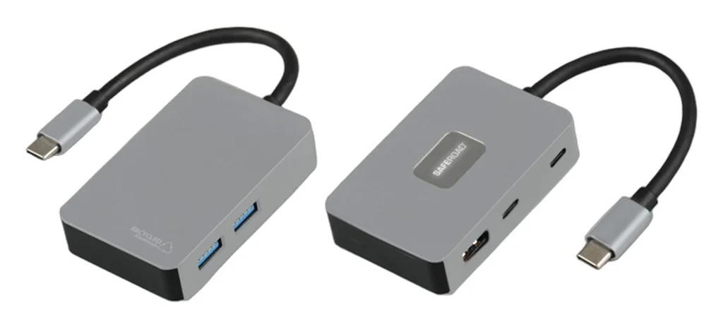 Hovedproduktbilde for 25-47-dra-4294 Hollow Resirkulert Aluminium 5-i-1 USB hub med Opplyst Logo