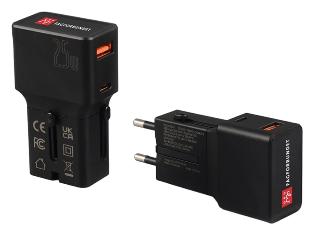 Hovedproduktbilde for 25-47-dra-4385 Jaro 25W PD Lomme Reiseadapter med USB-A og USB-C