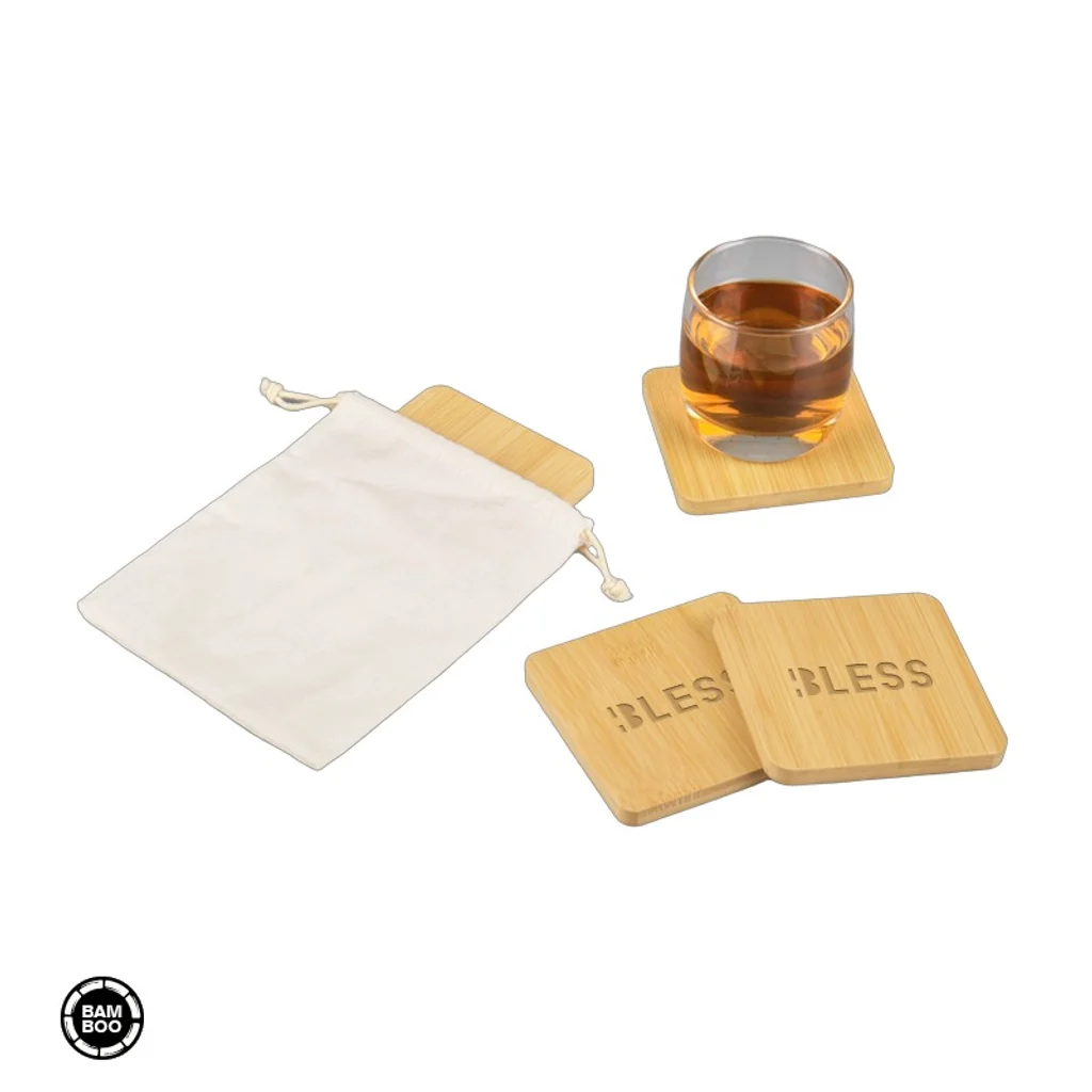 Hovedproduktbilde for 25-47-dra-5118 Rubinbukt Bambus 4-pk Glassbrikke-Sett