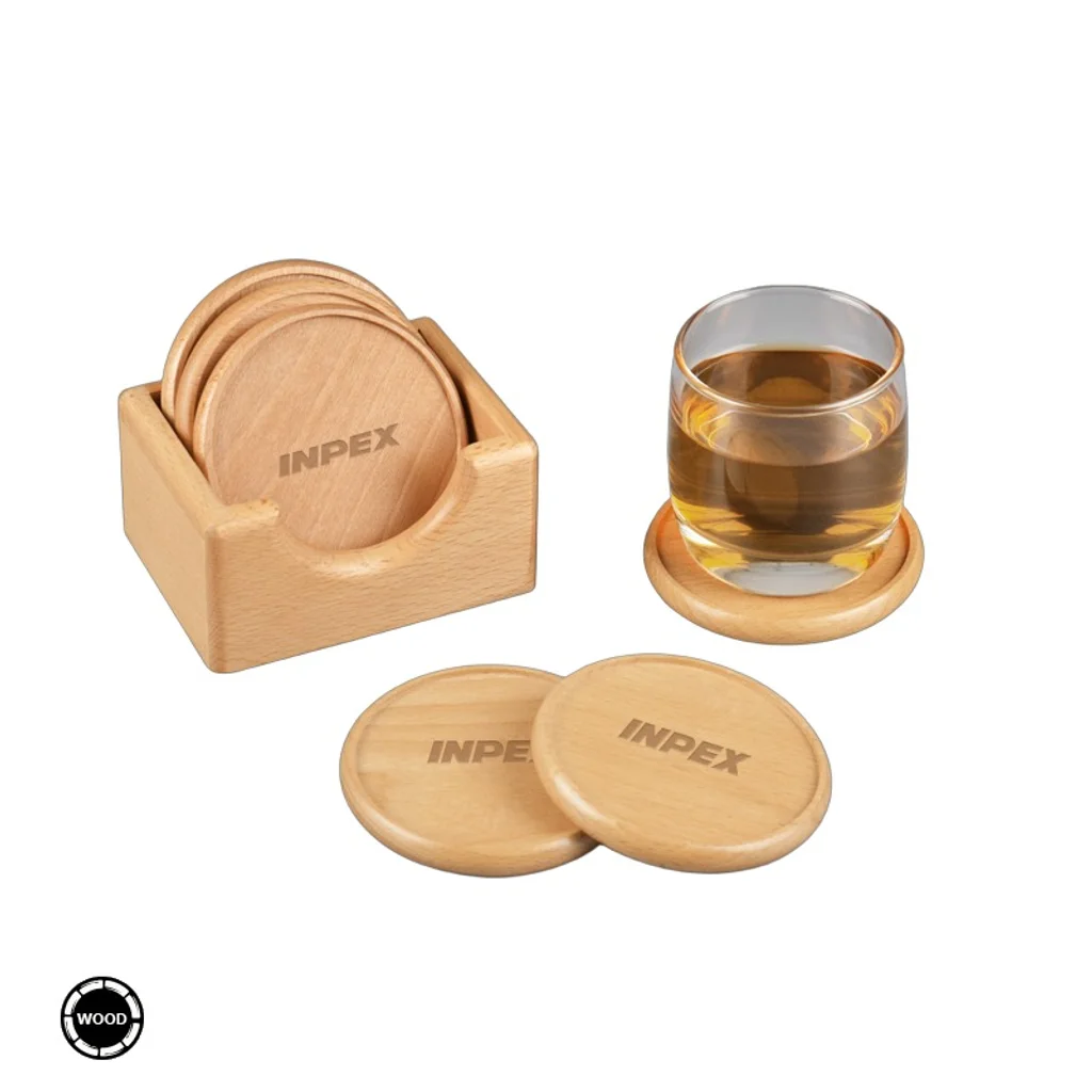 Hovedproduktbilde for 25-47-dra-5123 Kråkegard Runde Glassbrikker i Tre med Holder