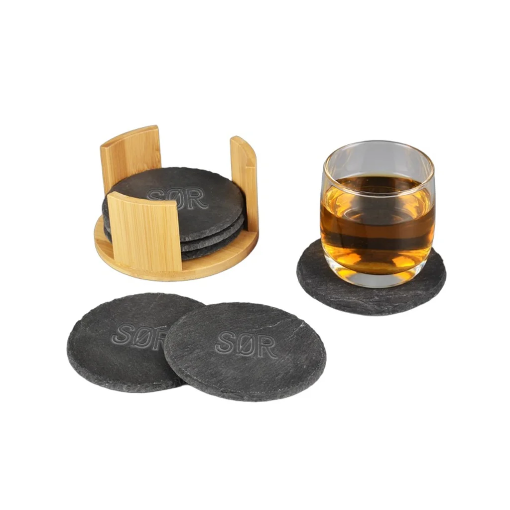 Hovedproduktbilde for 25-47-dra-5125 Kronestad Runde Glassbrikker i Skifer med Holder