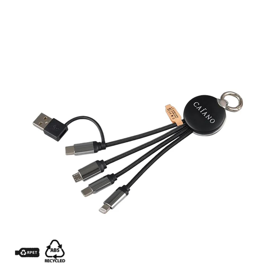 Hovedproduktbilde for 25-47-dra-6007 Svalero 6-i-1 Ladekabel med Nøkkelring og Lyslogo