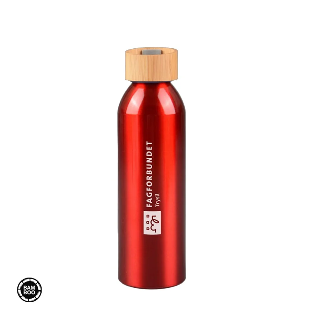 Hovedproduktbilde for 25-47-drb-5283 Kvithaug 600 ml Aluminium Drikkeflaske med Bambuskork og Silikonrem