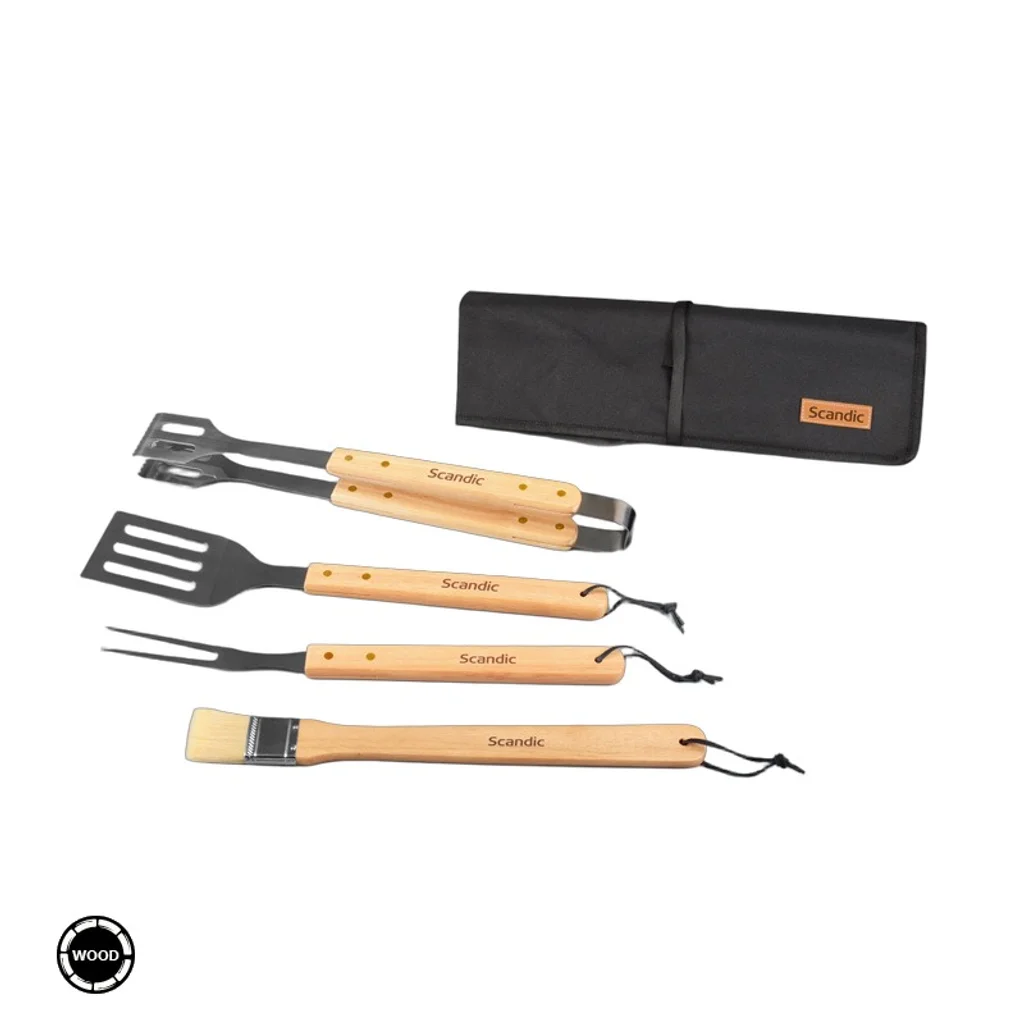 Hovedproduktbilde for 25-47-drd-5944-b Heidel Rustfritt Stål og Tre 4 stk BBQ Sett
